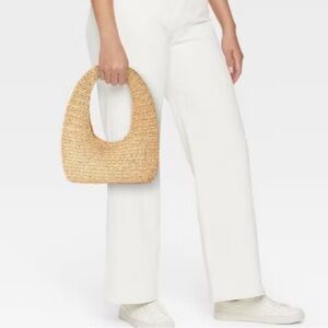 Universal Thread woven straw hobo or shoulder bag Woven slouchy crescent NWT